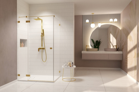 Radaway Essenza Pro Brushed Gold KDJ drzwi prysznicowe 110 cm lewe złoty szczotkowany/szkło przezroczyste 10097110-99-01L