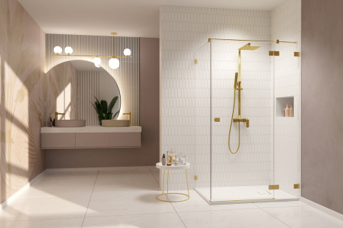 Radaway Essenza Pro Brushed Gold KDJ drzwi prysznicowe 120 cm prawe złoty szczotkowany/szkło przezroczyste 10097120-99-01R