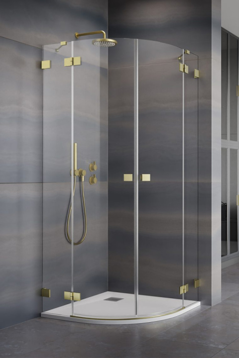 Radaway Essenza Pro Brushed Gold PDD kabina prysznicowa 80x80cm złoty szczotkowany/szkło przezr. 10095080-99-01L/10095080-99-01R