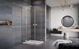 Radaway Essenza Pro Brushed Gold PDD kabina prysznicowa 80x80cm złoty szczotkowany/szkło przezr. 10095080-99-01L/10095080-99-01R