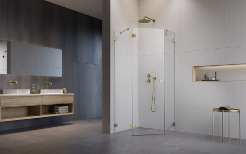 Radaway Essenza Pro Brushed Gold PTJ kabina prysznicowa 80x80 cm lewa złoty szczotk/szkło przezro 10100000-99-01L/10100100-01-01