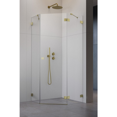 Radaway Essenza Pro Brushed Gold PTJ kabina prysznicowa 80x80 cm prawa złoty szczot/szkło przezro 10100000-99-01R/10100100-01-01
