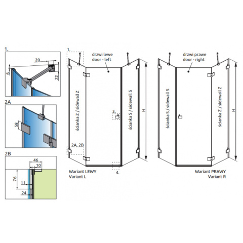 Radaway Essenza Pro Brushed Gold PTJ kabina prysznicowa 80x80 cm prawa złoty szczot/szkło przezro 10100000-99-01R/10100100-01-01