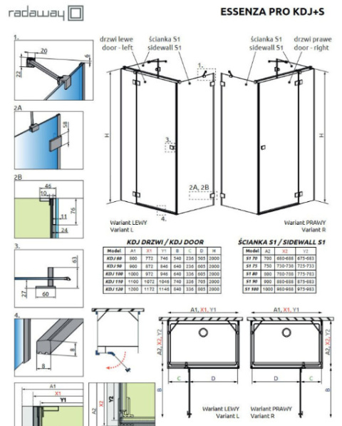 Radaway Essenza Pro Gold KDJ+S drzwi prysznicowe 100 cm prawe złoty połysk/szkło przezroczyste 10097310-09-01R Radaway Essenza Pro Gold KDJ+S drzwi prysznicowe 100 cm prawe złoty połysk/szkło przezroczyste 10097310-09-01R