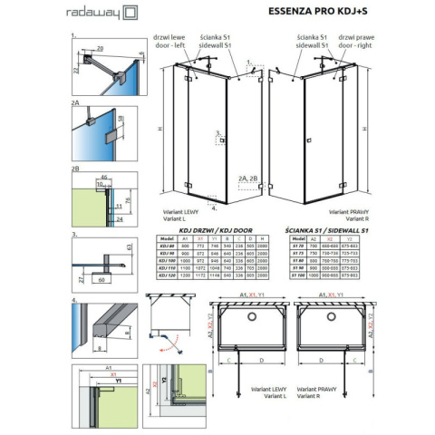 Radaway Essenza Pro Gold KDJ+S drzwi prysznicowe 120 cm lewe złoty połysk/szkło przezroczyste 10097312-09-01L Radaway Essenza Pro Gold KDJ+S drzwi prysznicowe 120 cm lewe złoty połysk/szkło przezroczyste 10097312-09-01L