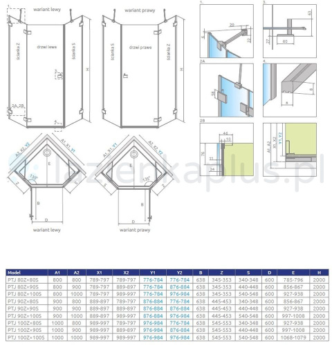 Radaway Essenza Pro PTJ kabina prysznicowa 90x90 cm pięciokątna lewa chrom/szkło przezroczyste 10100000-01-01L/10100200-01-01