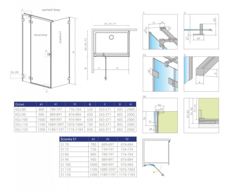Radaway Essenza Pro White KDJ drzwi prysznicowe 100 cm lewe biały mat/szkło przezroczyste 10097100-04-01L