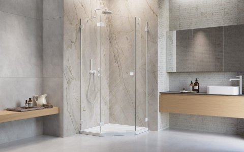 Radaway Essenza Pro White PTJ kabina prysznicowa 80x80 cm prawa biały mat/szkło przezroczyste 10100000-04-01R/10100100-01-01