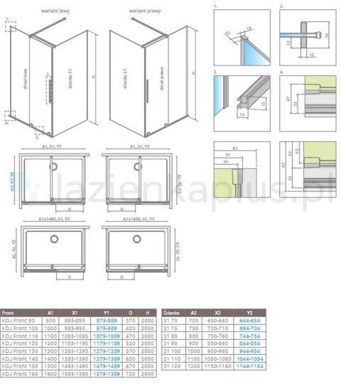 Radaway Furo Black KDJ kabina prysznicowa 160x120 cm prostokątna lewa czarny mat/szkło przezro. 10104822-54-01L/10110780-01-01