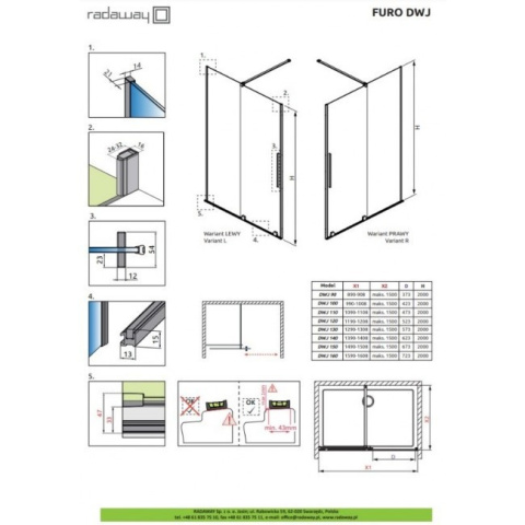Radaway Furo DWJ drzwi prysznicowe 160 cm wnękowe lewe nikiel szczotkowany/szkło przezroczyste 10107822-91-01L/10110780-01-01 Radaway Furo DWJ drzwi prysznicowe 160 cm wnękowe lewe nikiel szczotkowany/szkło przezroczyste 10107822-91-01L/10110780-01-01