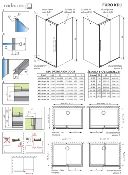Radaway Furo KDJ kabina prysznicowa 130x90 cm prawa chrom/szkło przezroczyste 10104672-01-01R/10110630-01-01/10113090-01-01