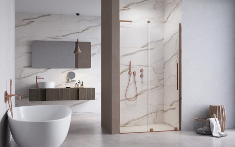 Radaway Furo SL Brushed Copper DWJ drzwi prysznicowe 110 cm lewe miedź szczotkowana/złoty przezro 10307572-93-01L/10110530-01-01