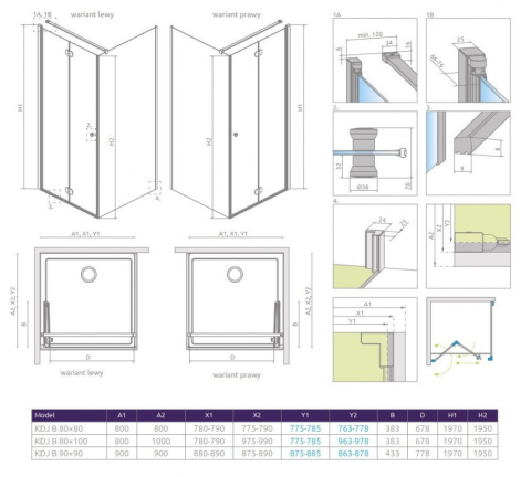 Radaway Eos KDJ B kabina prysznicowa 90x90 cm kwadratowa prawa chrom/szkło przezroczyste 137403-01-01R Radaway Eos KDJ B kabina prysznicowa 90x90 cm kwadratowa prawa chrom/szkło przezroczyste 137403-01-01R