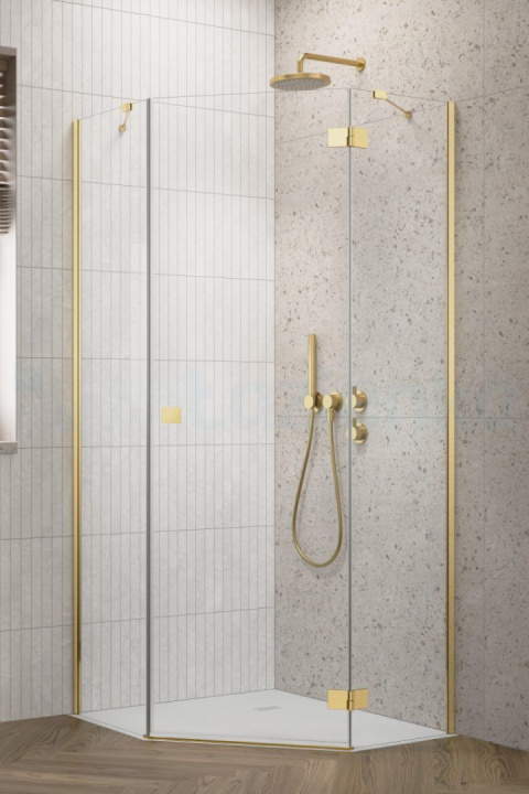 Radaway Essenza 8 Gold PTJ drzwi prysznicowe 59,7 cm uchylne złoty połysk/szkło przezroczyste 10490000-09-01R