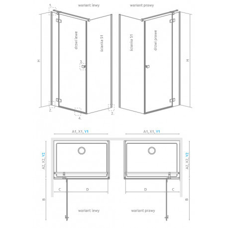 Radaway Essenza 8 KDJ drzwi prysznicowe 90 cm uchylne lewe chrom połysk/szkło przezroczyste 10480612-01-01L/10470237-01-01L