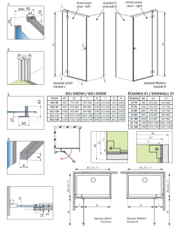 Radaway Essenza Brushed Gold KDJ drzwi prysznicowe 110 cm uchylne złoty szczotkowany/szkło przezroczyste 1385041-99-01R