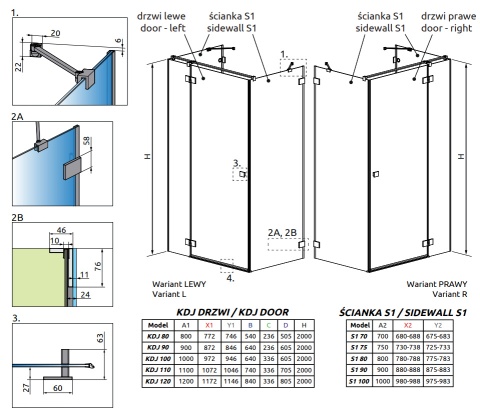 Radaway Essenza Pro Black KDJ+S drzwi prysznicowe 100 cm prawe czarny mat/szkło przezroczyste 10097310-54-01R