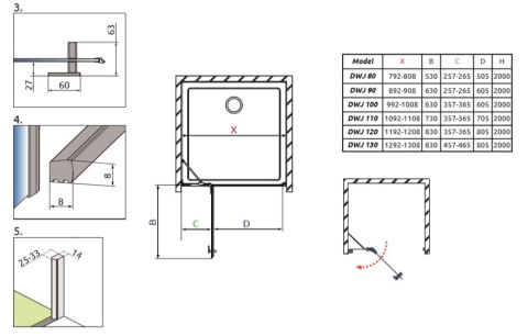 Radaway Essenza Pro Brushed Copper DWJ drzwi prysznicowe 100 cm wnękowe prawe miedź szczotkowa/szkło przezroczy 10099100-93-01R