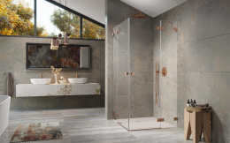 Radaway Essenza Pro Brushed Copper KDD kabina prysznicowa część lewa 80x80 cm miedź szczotkowana/szkło przezrocz 10096080-93-01L