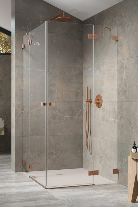 Radaway Essenza Pro Brushed Copper KDD kabina prysznicowa część prawa 80x80 cm miedź szczotkowana/szkło przezroc 10096080-93-01R
