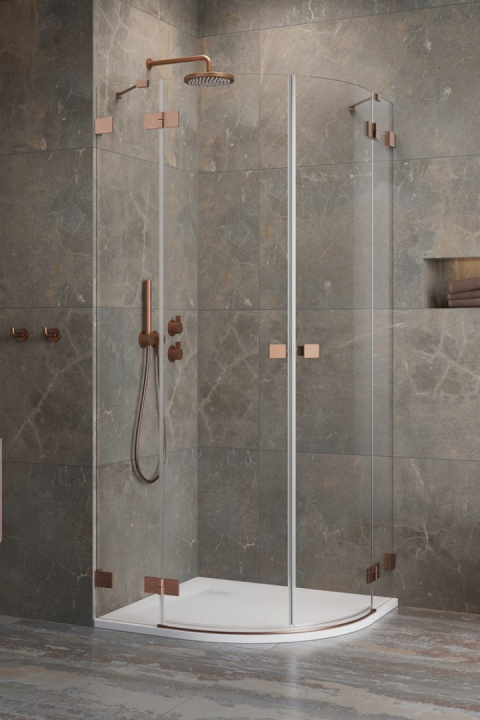 Radaway Essenza Pro Brushed Copper PDD kabina prysznicowa część prawa 90x90 cm półokrągła 10095090-93-01R