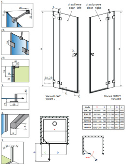 Radaway Essenza Pro Brushed Gold DWJ drzwi prysznicowe 120 cm uchylne złoty szczotkowany/szkło przezroczyste 10099120-99-01L