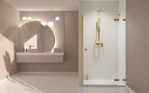 Radaway Essenza Pro Brushed Gold DWJ drzwi prysznicowe 90 cm wnękowe prawe złoty szczotkowan/szkło przezroczyste 10099090-99-01R