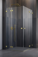 Radaway Essenza Pro Brushed Gold KDD kabina prysznicowa część lewa 90x90 cm kwadratowa 10096090-99-01L