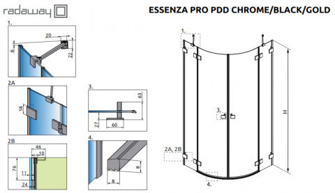 Radaway Essenza Pro Brushed Gold KDD kabina prysznicowa część prawa 80x80 cm kwadratowa 10096080-99-01R Radaway Essenza Pro Brushed Gold KDD kabina prysznicowa część prawa 80x80 cm kwadratowa 10096080-99-01R