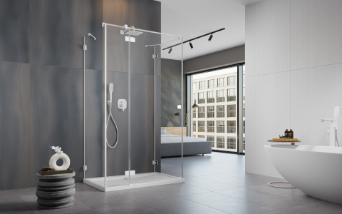 Radaway Essenza Pro White KDJ+S drzwi prysznicowe 80 cm lewe biały mat/szkło przezroczyste 10097380-04-01L