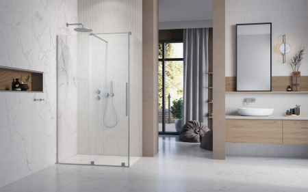 Radaway Furo Brushed Nickel KDJ drzwi prysznicowe 82,2 cm rozsuwane nikiel szczotkowany/szkło przezroczyste 10104822-91-01L