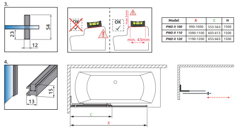Wpisz KOD: PROMO - 10% Radaway Furo SL Brushed Copper PND II parawan nawann 120 cm prawy miedź szczotko/szkło przezroczy 10309638-93-01R/10112594-01-01