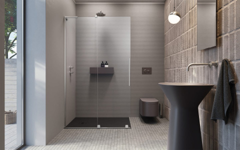 Radaway Furo SL Walk-In drzwi ze ścianką 110 cm lewe wolnostojąca chrom/szkło przezroczyste 10306588-01-01L/10110544-01-01