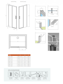 Radaway Idea Gold DWJ drzwi prysznicowe 150 cm prawe złoty połysk/szkło przezroczyste 387019-09-01R