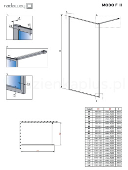Radaway Modo F Brushed Copper II ścianka prysznicowa walk-in 120 cm szkło przezroczyste 10409124-93-01