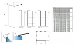 Radaway Modo New II Factory Walk-In ścianka prysznicowa 125 cm wolnostojąca czarny mat/szkło factory 389125-54-55