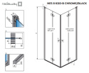 Radaway Nes 8 KDD B drzwi prysznicowe 80 cm lewe czarny mat/szkło przezroczyste 10074080-54-01L