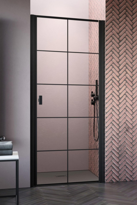Radaway Nes Black DWJ I drzwi prysznicowe 90 cm prawe czarny mat/szkło Factory 10026090-54-55R