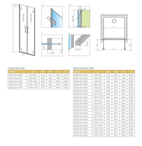 Radaway Arta DWD drzwi wnękowe 50 cm prawe chrom+/szkło przezroczyste 386032-03-01R Radaway Arta DWD drzwi wnękowe 50 cm prawe chrom+/szkło przezroczyste 386032-03-01R