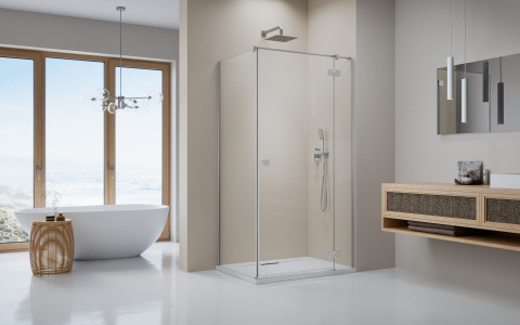 Radaway Essenza 8 KDJ ścianka prysznicowa 23,7 cm nikiel szczotkowany/szkło przezroczyste 10470237-91-01R