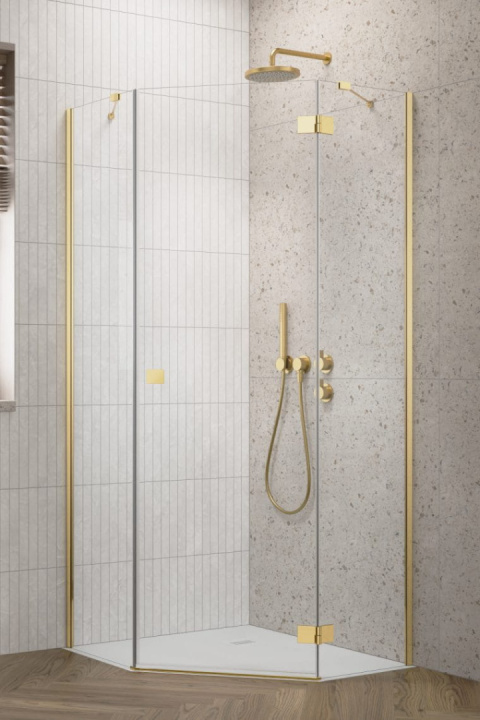 Radaway Essenza Gold PTJ drzwi prysznicowe 60 cm uchylne złoty połysk/szkło przezroczyste 1385010-09-01R