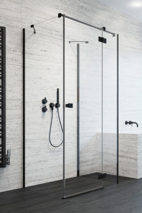 Radaway Essenza New Black KDJ+S drzwi prysznicowe 110 cm prawe czarny mat/szkło przezroczyste 1385023-54-01R