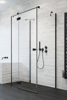 Radaway Essenza New Black KDJ+S drzwi prysznicowe 120 cm lewe czarny mat/szkło przezroczyste 1385024-54-01L