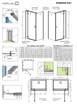 Radaway Essenza New Black KDJ drzwi prysznicowe 100 cm prawe czarny mat/szkło przezroczyste 1385040-54-01R
