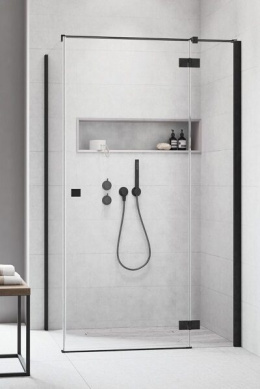 Radaway Essenza New Black KDJ drzwi prysznicowe 110 cm lewe czarny mat/szkło przezroczyste 385041-54-01L