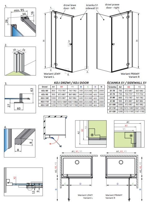 Radaway Essenza New KDJ drzwi prysznicowe 120 cm prawe chrom/szkło przezroczyste 1385042-01-01R