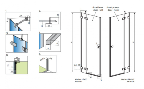 Radaway Essenza Pro Black DWJ drzwi prysznicowe 90 cm wnękowe lewe czarny mat/szkło przezroczyste 10099090-54-01L