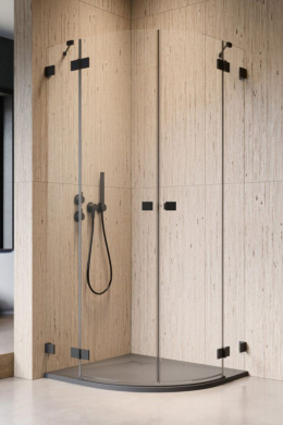 Radaway Essenza Pro Black PDD kabina prysznicowa część prawa 80x80 cm półokrągła 10095080-54-01R