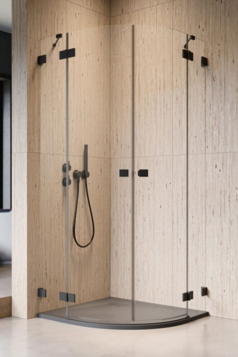 Radaway Essenza Pro Black PDD kabina prysznicowa część prawa 80x80 cm półokrągła 10095080-54-01R