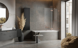 Radaway Essenza Pro Brushed Copper PND II parawan nawannowy 100 cm prawy miedź szczotkowana/szkło przezroczyste 10102100-93-01R